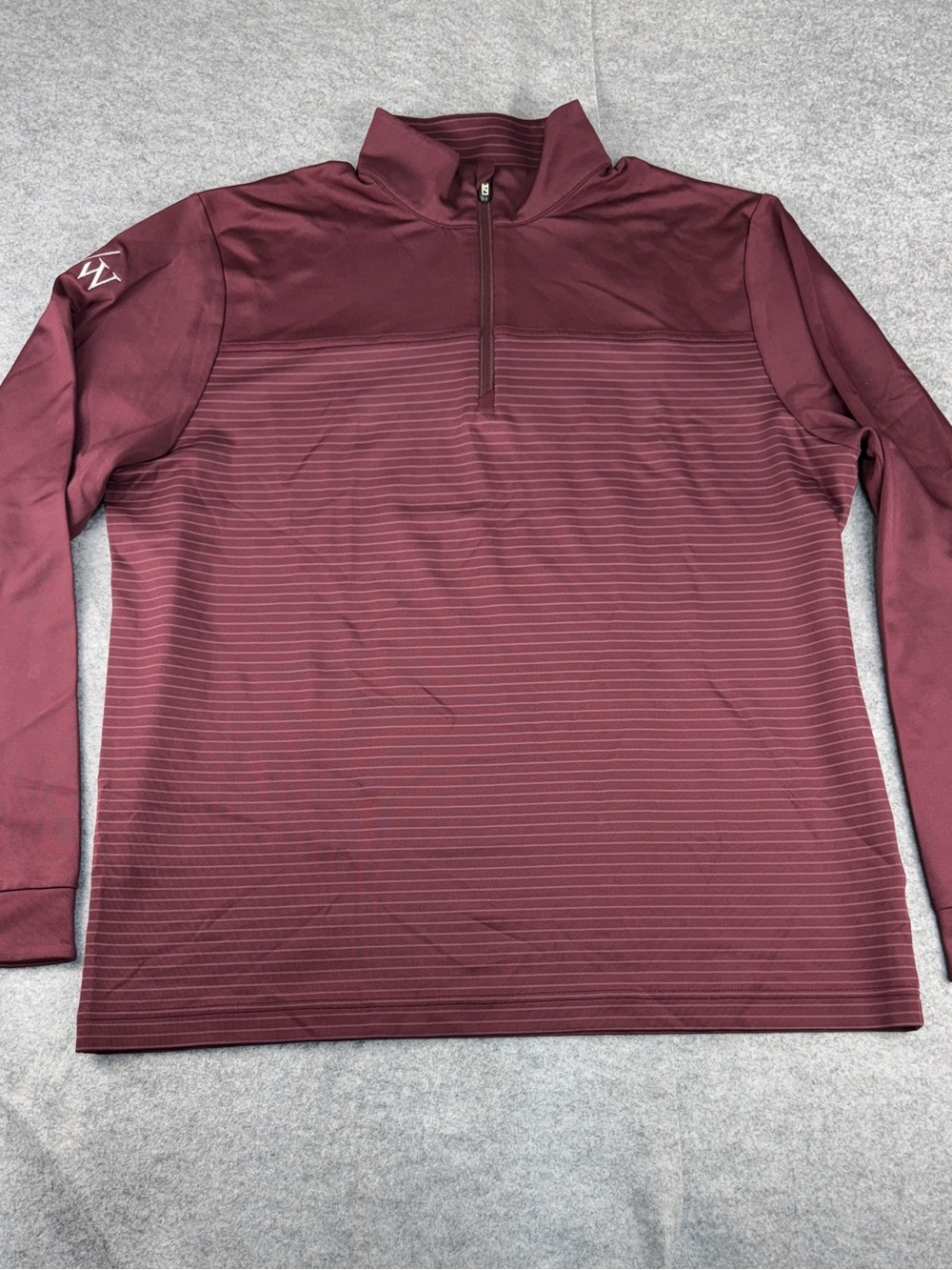 Cutter & Buck Burgundy Striped Golf Quarter Zip — Men’s Large
